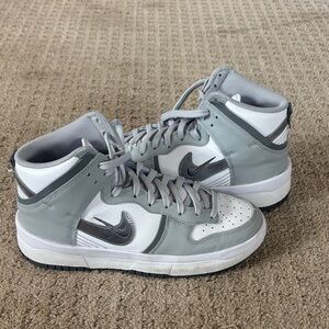 Gray and White High-Top Nike